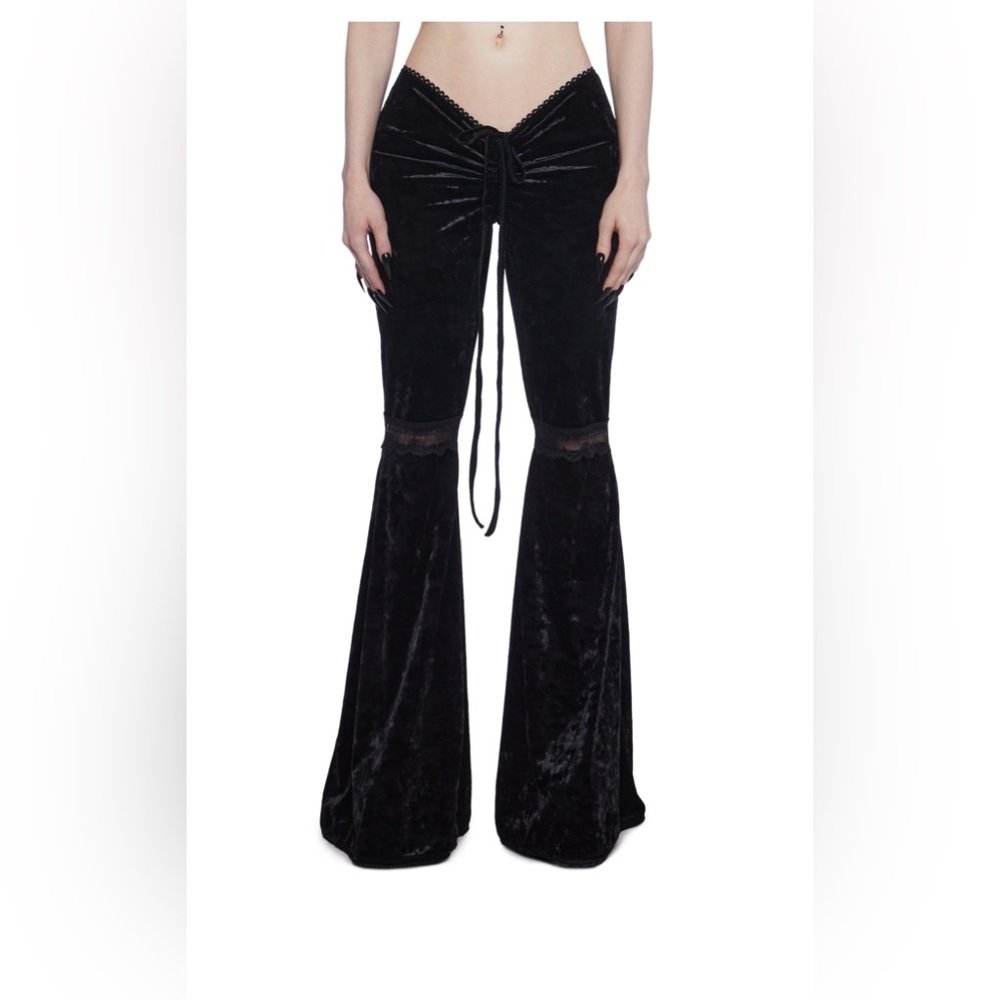 Widow Black Velvet V-Cut Bell Bottoms